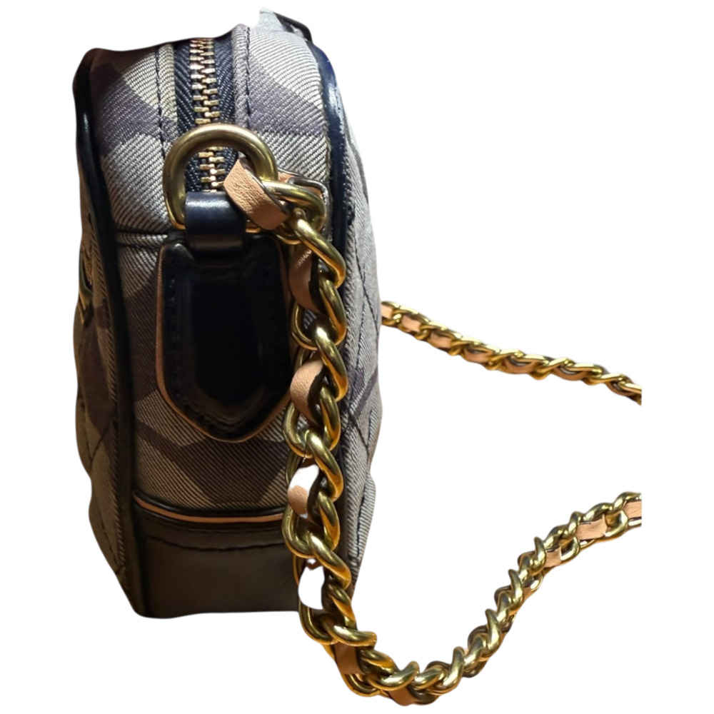 COACH Poppy Signature Denim Flight Bag Quilted Handbag Gold Chain Crossbody READ - Picture 3 of 10